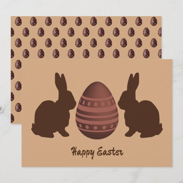 Chocolate Bunny Rabbit Happy Easter  Holiday Card (Front/Back)