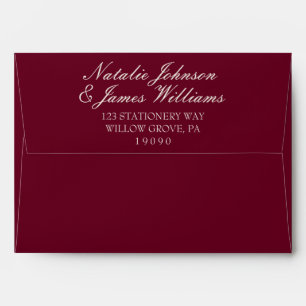 Chocolate Burgundy Cream Old Money Vintage Wedding Envelope