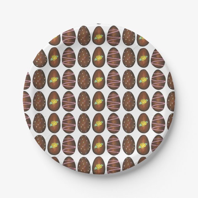 Chocolate Buttercream Easter Egg Creme Candy Paper Plates (Front)