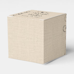Chocolate Butterflies on Ecru Linen Wedding Favor Boxes