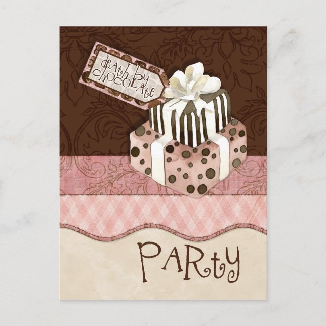 Chocolate Cake Birthday Party Invitation Postcard (Front)