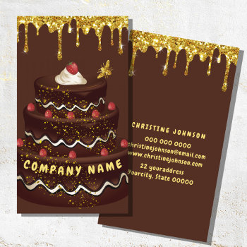 Chocolate Cake Business Card by funnycutemonsters at Zazzle