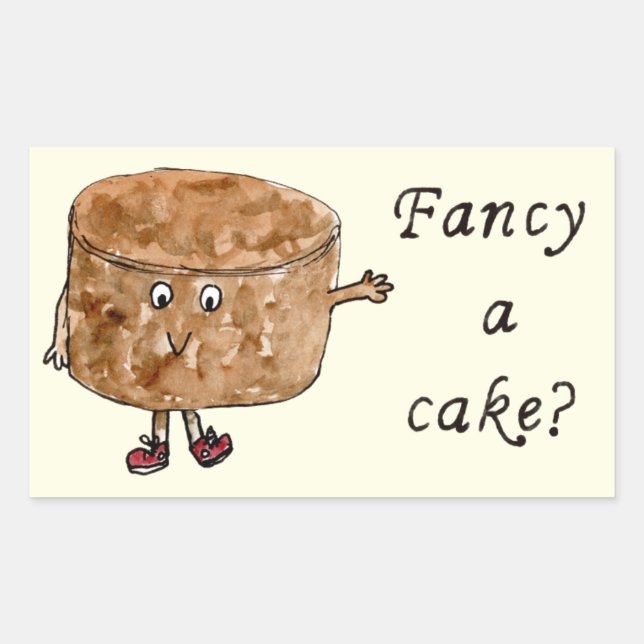 Chocolate Cake Funny Slogan Fancy A Cake Humour Rectangular Sticker (Front)