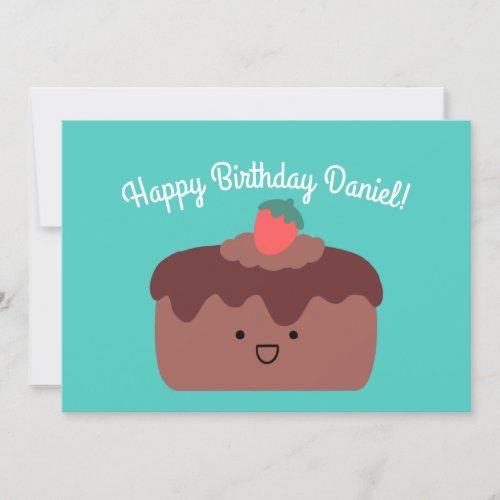 Chocolate Cake  Happy Birthday Greeting Flat Card