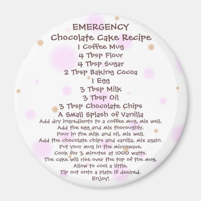 Chocolate Cake in a Mug Recipe 2 Magnet (Front)