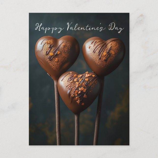Chocolate Cake Pops Heart Valentine's Day Postcard (Front)