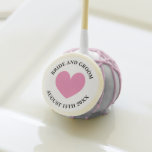 Chocolate cake pops! The best wedding party favors<br><div class="desc">Chocolate cake pops! The best wedding party favors. Pink love heart icon with elegant text template. Fun treats for your guests. Packed per dozen. Personalize with name of bride and groom plus date of marriage. Cute romantic theme cake pops on a stick. Icing color can be changed. Love is sweet!...</div>