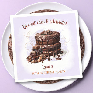 Chocolate Cake Purple Brown 30th Birthday Party Napkins