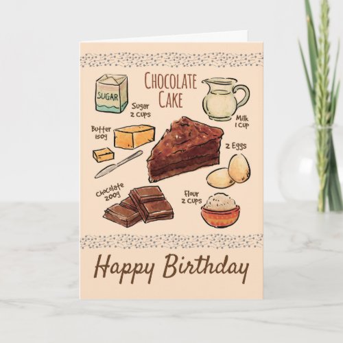 Chocolate Cake Recipe Birthday Card