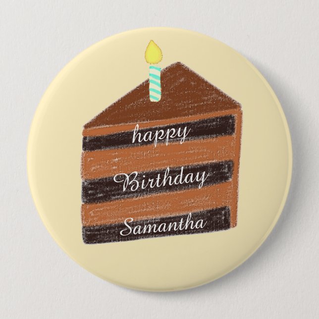 Chocolate Cake Slice  Button (Front)