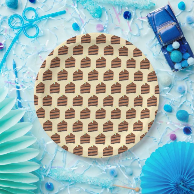 Chocolate Cake Slice  Paper Plates (Party)