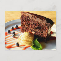 Chocolate cake with caramel ice cream