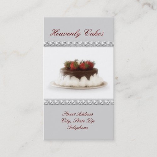 Chocolate Cake with Diamonds Accent Business Cards