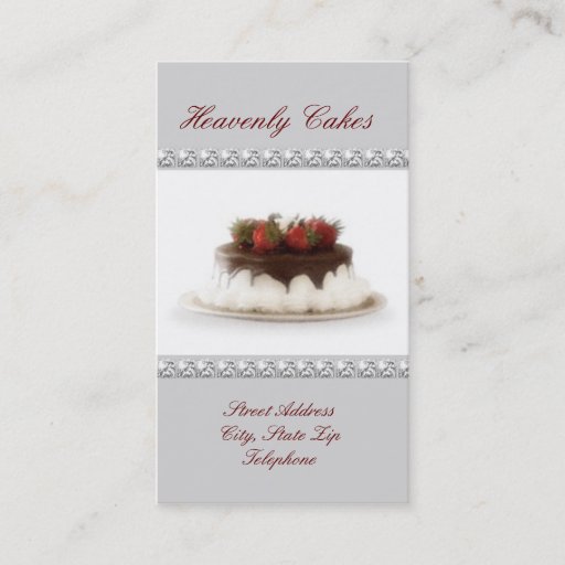 Customizable Chocolate Cake with Diamonds Accent Business Cards