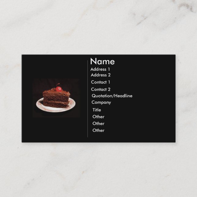 Chocolate Cake with Strawberries Business Card (Front)