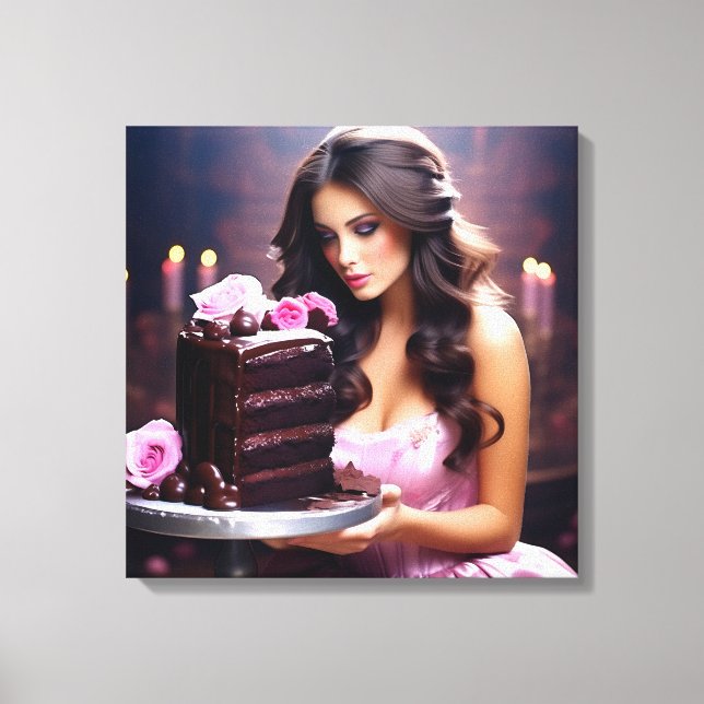 Chocolate Cake Woman Canvas Print (Front)