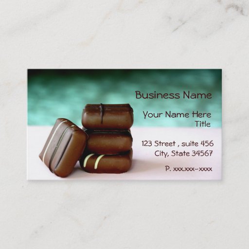 Customizable Chocolate Candies Business Cards