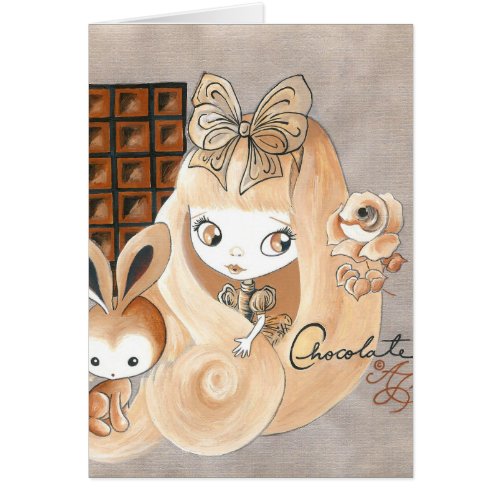 Chocolate Candy And Bunny And Girl Cards