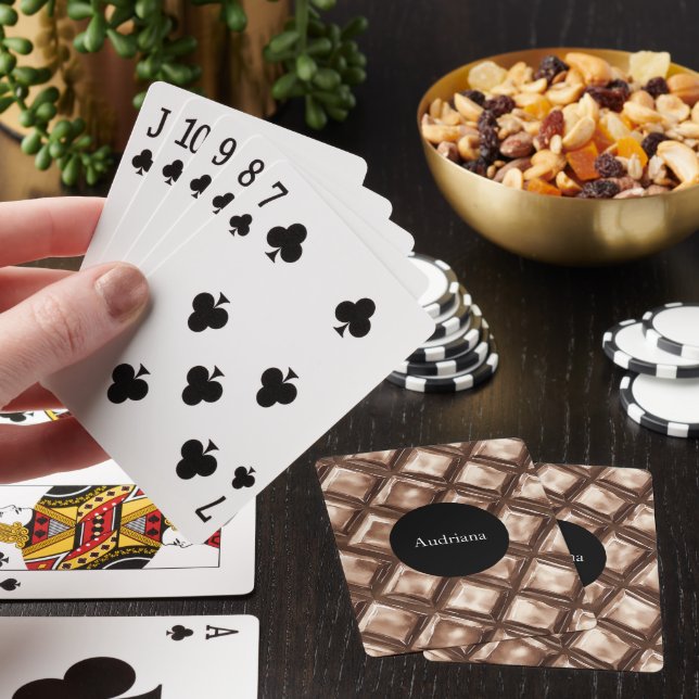 Chocolate candy bar circle personalized poker cards (In Situ)