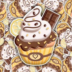 Chocolate Candy Bar Sprinkles   Cupcake Sticker