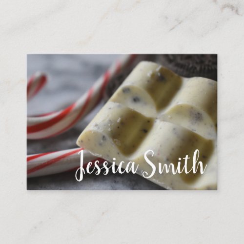 Chocolate Candy Cane Sweet Food Writer Pastry Chef Business Card