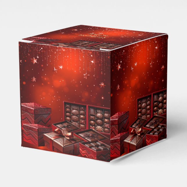 Chocolate Candy Christmas Holiday Favor Box (Front Side)