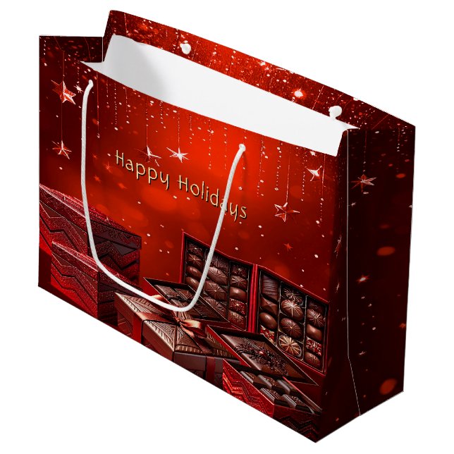 Chocolate Candy Christmas Holiday Gift Bag (Front Angled)