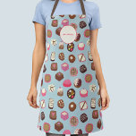 Chocolate Candy Confectionery Custom Name Apron<br><div class="desc">Delicious chocolate and candy confectionery pattern full of sweet treats and temptations!
Customize by changing the text and background color.</div>