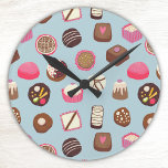 Chocolate Candy Confectionery Round Clock<br><div class="desc">Delicious chocolate and candy confectionery pattern full of sweet treats and temptations! This one has zero calories,  though.</div>