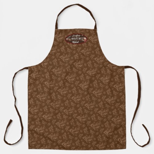 Chocolate Candy Dessert Script Typography Business Apron