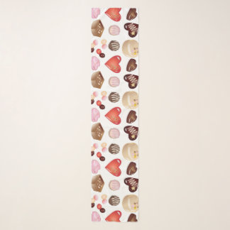 Chocolate Candy Heart Pattern Chiffon Scarf