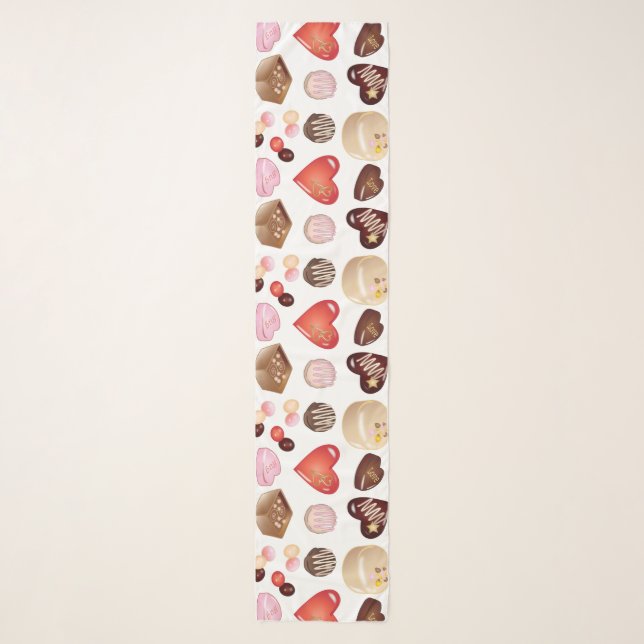 Chocolate Candy Heart Pattern Chiffon Scarf (Front)