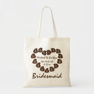 Chocolate Candy Heart Personalized Bridesmaid Gift Tote Bag
