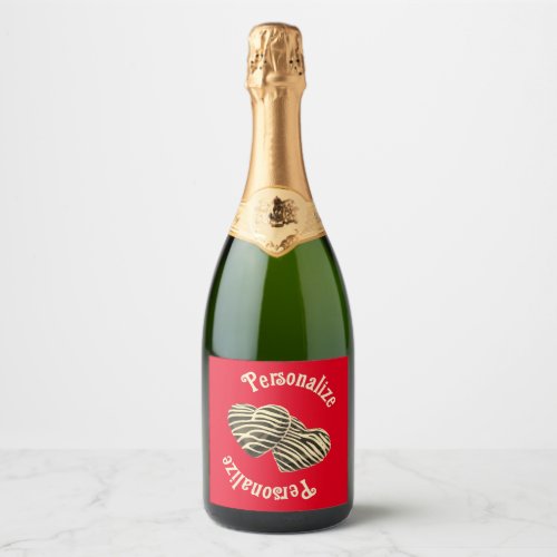 Chocolate candy heart red cute love sparkling wine label