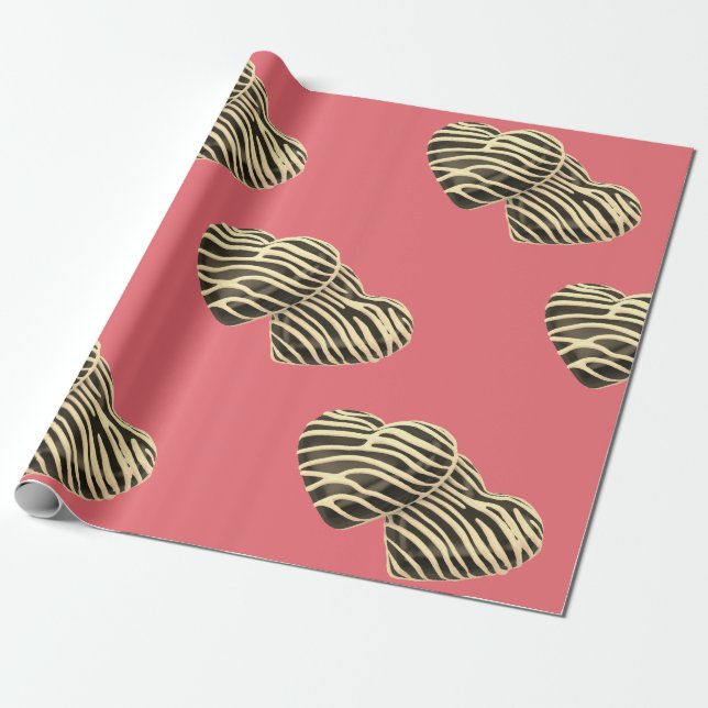 Chocolate candy heart romantic pink cute love wrapping paper (Unrolled)