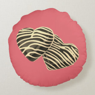 Chocolate candy hearts cute pink love round pillow