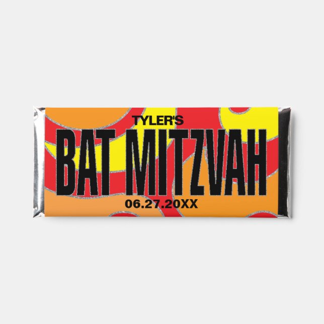 Chocolate Candy Hippie Theme BAT MITZVAH Hershey Bar Favors (Front)