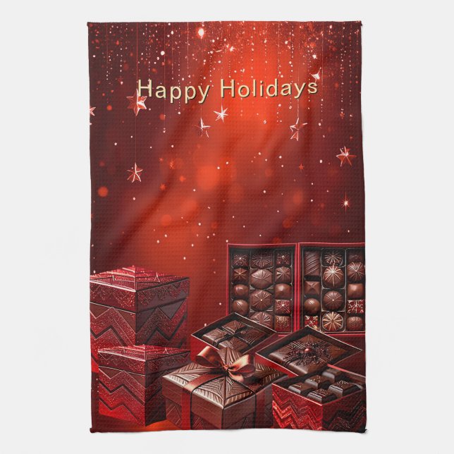 Chocolate Candy Holiday Kitchen Towel (Vertical)