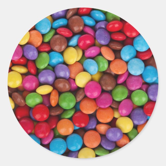 Chocolate candy rainbow color classic round sticker (Front)