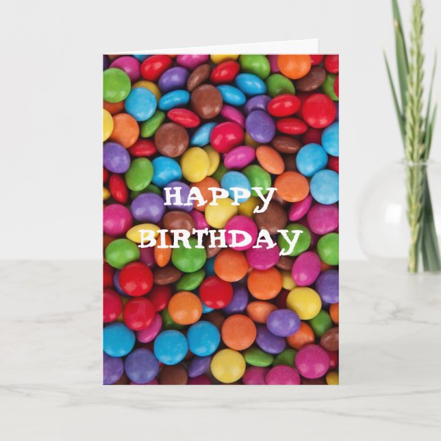 Chocolate candy rainbow color Happy Birthday Card (Front)