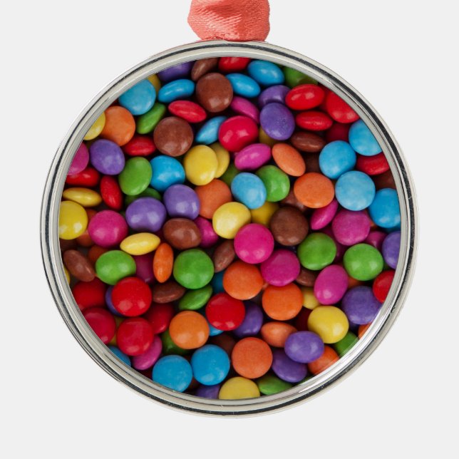 Chocolate candy rainbow color metal ornament (Front)
