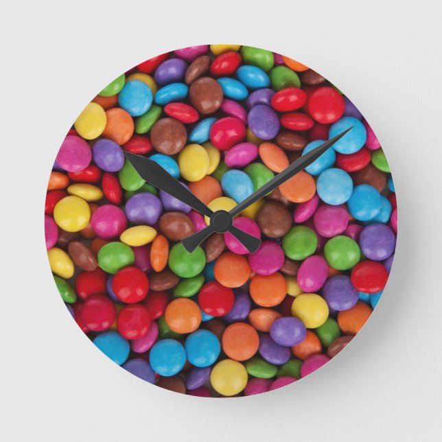 Chocolate candy rainbow color round clock (Front)