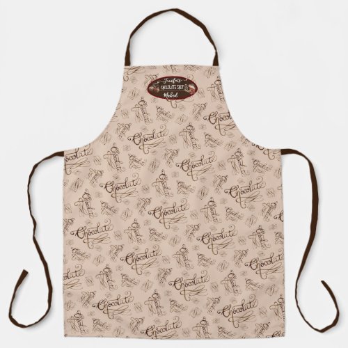 Chocolate Candy Script Typography Business Name Apron