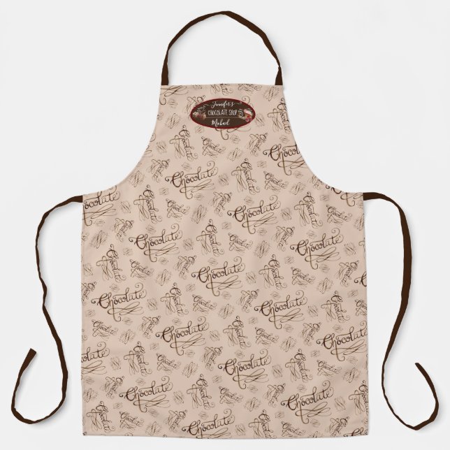 Chocolate Candy Script Typography Business Name Apron (Front)