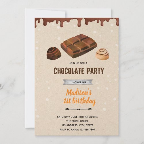 Chocolate candy theme shower invitation