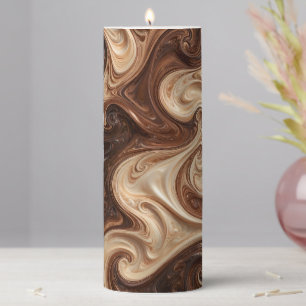 Chocolate Cappuccino Swirl Rich Textural Pillar Candle