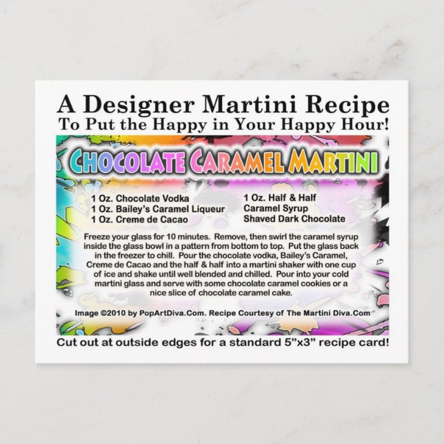 Chocolate Caramel Martini Recipe Postcard (Front)