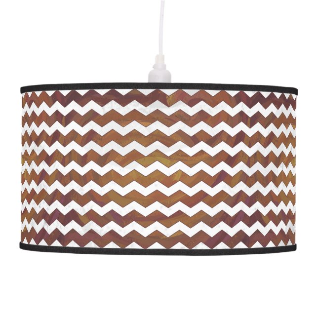 Chocolate Carmel Swirl Chevron Pattern Hanging Lamp (Front)