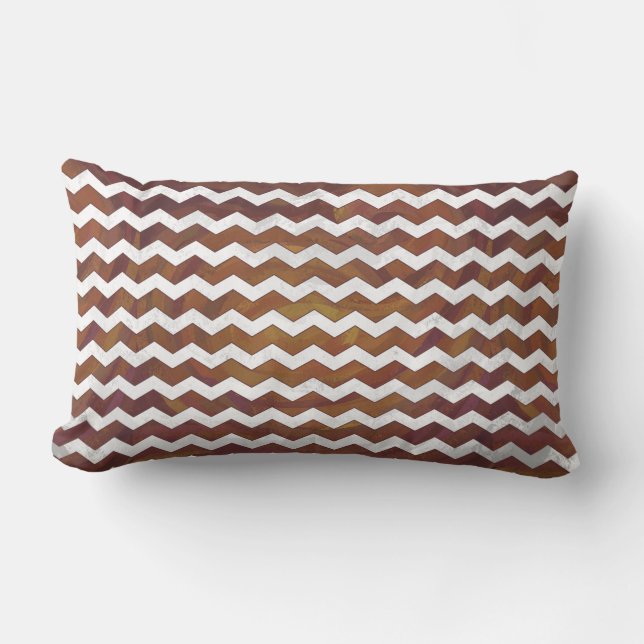 Chocolate Carmel Swirl Chevron Pattern Lumbar Pillow (Front)