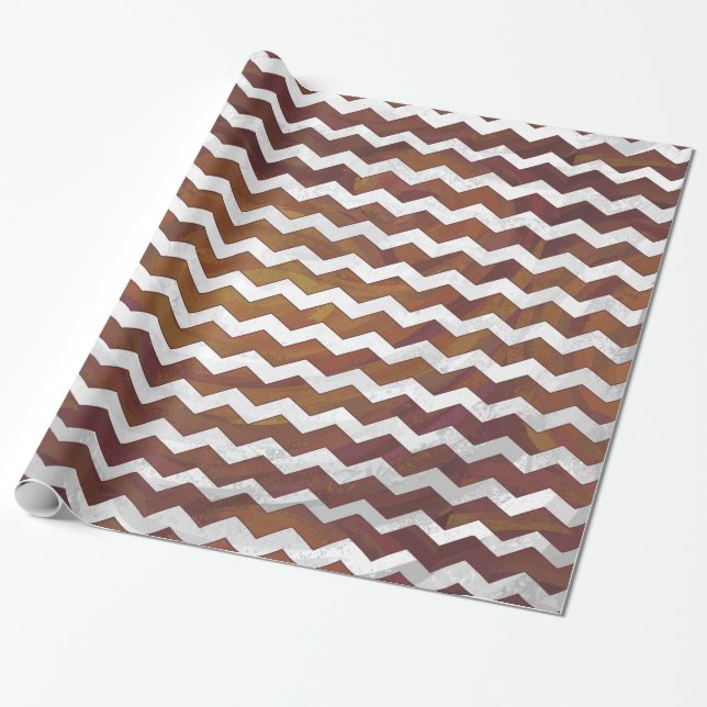 Chocolate Carmel Swirl Chevron Pattern Wrapping Paper (Unrolled)